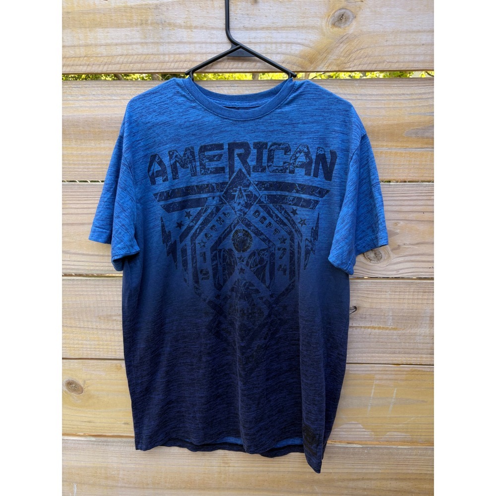 American Fighter Mens XL Blue Ombre Space Dye Graphic T-Shirt Athletic MMA Tee